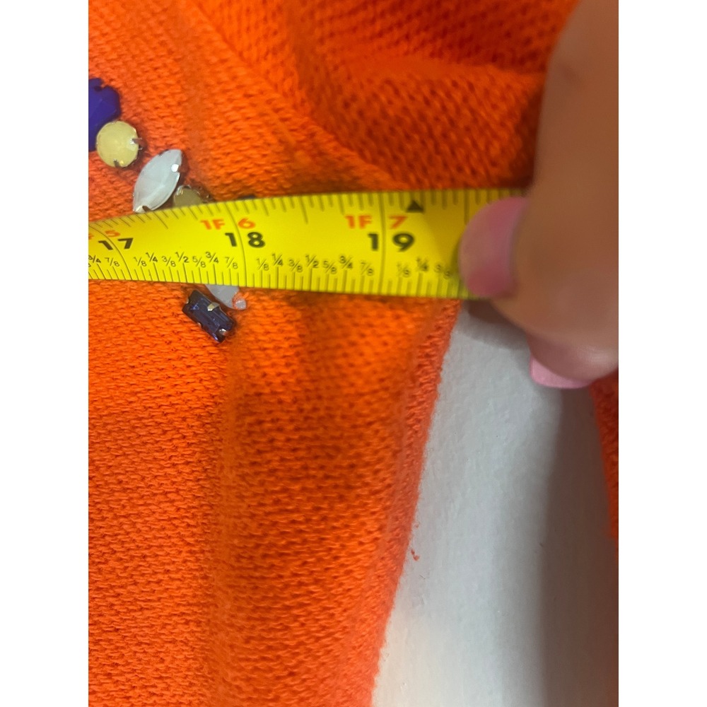 Crown & Ivy Orange Layered Look Jeweled Sweater Blue Striped Shirt Hem Medium - Picture 5 of 7